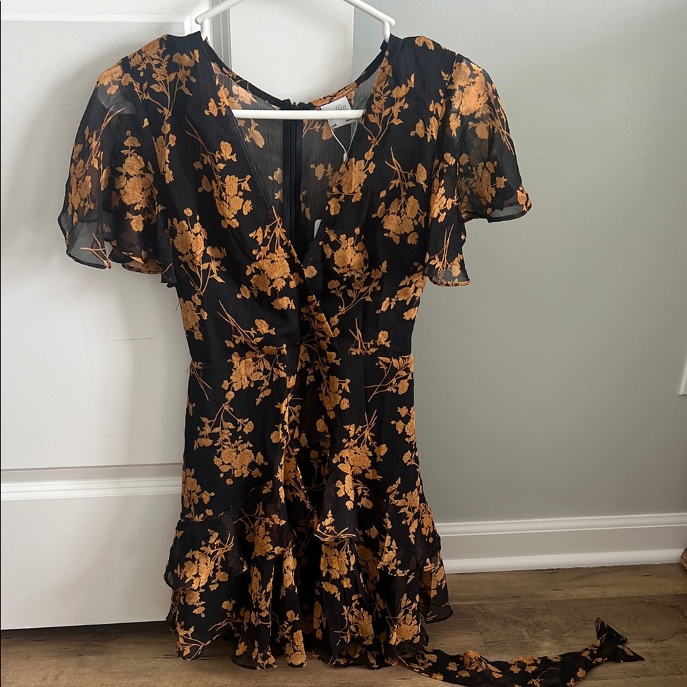 Black & Rust Floral Mini Dress